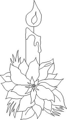 a candle with flowers on it and a lit candle in the middle is drawn by hand