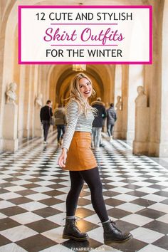 Mini Skirt Outfit For Winter, Styling Mini Skirt Winter, Miniskirt And Sweater Outfit, Style Mini Skirt Winter, Sweaters That Go With Skirts, How To Wear A Mini Skirt In Winter, Fall And Winter Skirt Outfits, Short Winter Skirt Outfit, Cream Corduroy Skirt Outfit