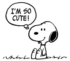 a cartoon dog with a thought bubble saying i'm so cute