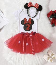 Dress Size 24 Months Minnie Mouse 2nd Birthday Outfit Tutu Cake 3 Pieces New New tutu dress headband For 2 years old