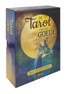 the book cover for de tarot van het goede is in blue and yellow