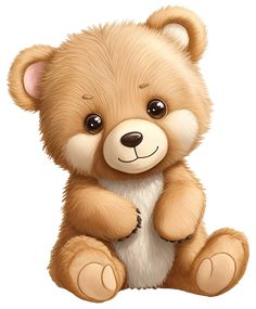 a brown teddy bear sitting on top of a white floor