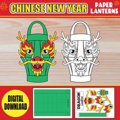 an image of chinese new year lantern paper crafting kit with instructions to make it