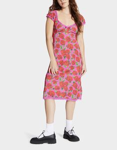 MALIBU MIDI DRESS RASPBERRY - APPAREL - Betsey Johnson Fashion Masks, Matching Halloween, Dress Flats, Shoes Sandals Heels, Lace Trims, Feminine Look, Summer Trends, Fashion Face, Blue Shoes