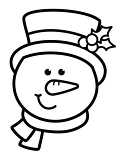 a black and white drawing of a snowman wearing a top hat with holly berries on it