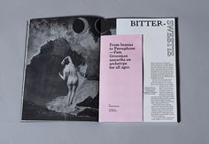 a book opened to show an image of a nude woman in the water and text