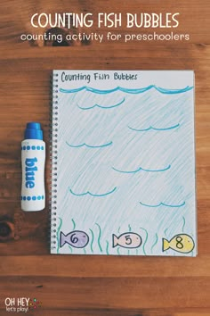 counting fish bubbles activity for preschoolers to practice counting with colored pencils and crayons