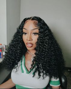 #wigs #lacewigs #black #curly #makeup Jet Black Curly Wig, Curly Wig With Side Part, Middle Part Curly Bob Wig, Wet Wavy Hairstyles For Black Women, Black Curly Wig Hairstyles, Curly Frontal Styles, Curled Wig Black Women, Curly Wig Black Women, Side Part Curly Wig