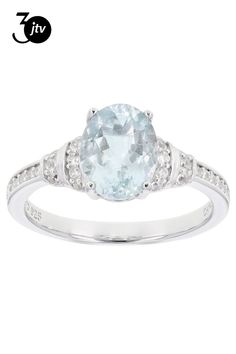 1.60ct 9x7mm Oval Aquamarine With 0.32ctw 1.1-1.25mm Round White Zircon Rhodium Over Sterling Silver Center Design Ring. Measures approximately 0.81"L x 0.36"W and is not sizeable. Accent stones primarily zircon. Rings Sterling Silver, Larimar Rings, Promise Rings, Sterling Silver Ring, Aquamarine, Ring Designs, Silver Ring, Sterling Silver Rings, Silver Rings