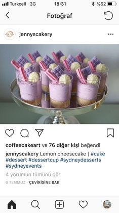 an instagram page with desserts on it