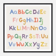 the alphabet is made up of multicolored letters and numbers, all in different colors