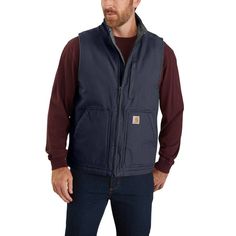 A warm, sherpa-lined vest for men.On a cool day, layer up and head out into the field in this vest. Made with our rugged cotton duck, it's sherpa-lined on the inside for extra warmth and comfort. A zip pocket on the chest and two inside pockets provide storage for the tools of your trade.Features12-ounce, 100% ringspun cotton washed duckSherpa lining for warmthMap pocket on left chest with zipper closureTwo large, sherpa-lined front pocketsTwo inside pocketsDroptail hem for added coverageBack Le Canvas Vest, Carhartt Vest, Mens Sherpa, Men Carhartt, Mens Vests, Vests Mens, Outerwear Vest, Work Jackets, Mens Fleece