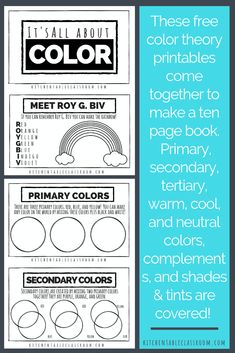 the printable color book for primary school students is shown in black and white, with text