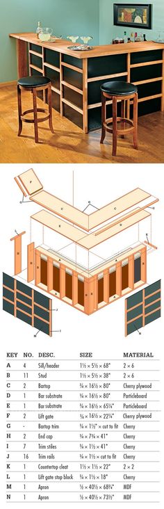 the plans for a kitchen island are shown