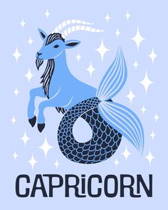 the capricorn zodiac sign is depicted on a blue background