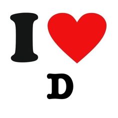 the word i love d is written in black on a white background with a red heart