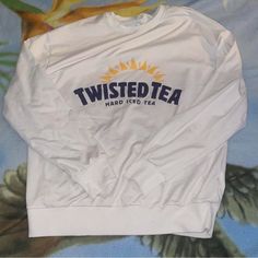 Twisted Tea Shirt Long Sleeve Worn Once Or Twice But Perfect Condition Size S Twisted Tea, Tea Shirt, Shein Tops, Shirt Long Sleeve, Shirt Brand, White Blue, New Color, Long Sleeve Shirts, Blue And White