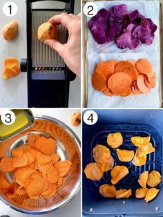 the steps to make sweet potato chips in an air fryer and how to use them