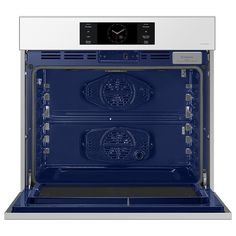 an oven with the door open to show it's blue interior