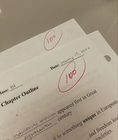 two papers with writing on them sitting next to each other