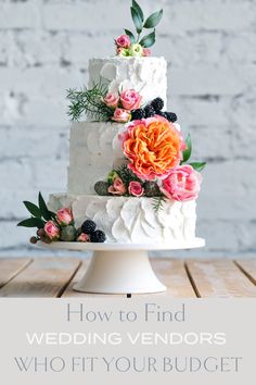 a wedding cake with flowers on top and the words easy martial planning written below it