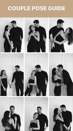 a couple posing in different poses with their arms around each other and the words couples pose guide