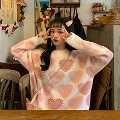 #ad Top Rated Lady Girl Cute Sweater Knitted Pullover Kawaii Top Japanese Harajuku Lolita Chic, Fashion Women's Sweaters Preppy Mode, Oversized Sweater Women, Harajuku Outfits, Sweater Season, Heart Sweater, Kawaii Girl, Cute Sweaters, Harajuku Fashion, Winter Outfits Women