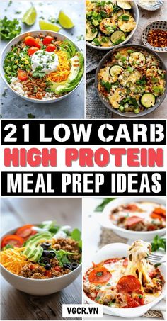 21 low carb high protein meal prep ideas for the week ahead, including salads and desserts