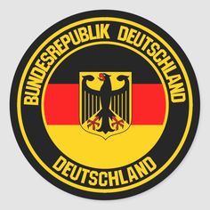 the german flag is on top of a black and yellow sticker