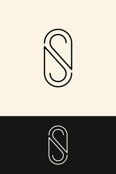 the letter s is made up of two letters, one in black and white with an oval