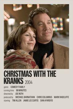 the poster for christmas with the kraniks, featuring two people hugging each other