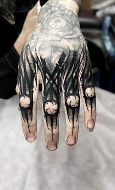 a hand with black ink on it and an eye in the middle is painted to look like