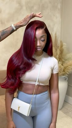 Frontal Wig Hairstyles, Sew In Hairstyles, Frontal Hairstyles, Pretty Hair Color, Burgundy Hair, Dope Hairstyles, Front Lace Wigs Human Hair, Hair Life, Hair Inspiration Color