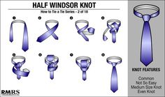 How To Tie A Tie Knot - 18 Different Ways of Tying Necktie Knots Half Windsor Knot, Windsor Tie