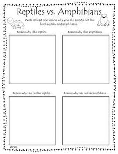 an image of reptiles and amphibians worksheet for students