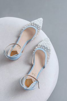 Blue Wedding Flat Sandals With Pearl Embroidery on Pointy Toe, Bridal Shoes With Ankle Strap, Pearl Embroidered Ballet Flats, Something Blue - Etsy Ukraine Summer Wedding Ankle Strap Flats, Summer Wedding Flats With Ankle Strap, Embellished Flat Heel Wedding Shoes, Leather Pointed Toe Flats For Wedding, Leather Wedding Flats, Blue Bridal Flats, Blue Wedding Dress With Pearl Embroidery, Blue Flat Heel Wedding Shoes, Spring Wedding Flat Shoes Embellished