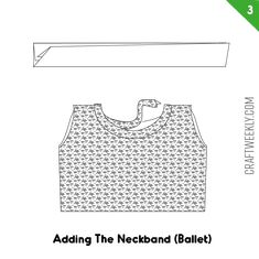 the back and side view of a sewing pattern for a tank top with an attached neckline