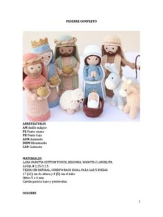 the instructions for crocheted nativity dolls are in english and spanish, with pictures of them