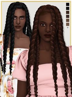 two black women with long braids standing next to each other