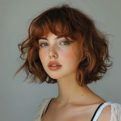 50 Amazing Short Bob Haircuts with Bangs Wavy Bob With Wispy Bangs, Messy Wispy Bangs, Wispy Bangs With Short Hair, French Bob Blonde, Wispy French Bangs, Bob With Layers And Bangs, Short Wavy Bob With Bangs, Wavy Bob With Bangs, Short Bob Haircuts With Bangs