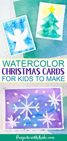 watercolor christmas cards for kids to make