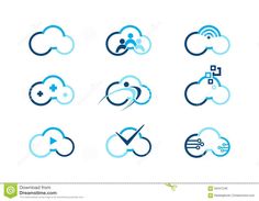 blue cloud icons on white background stock photo - image 3497842