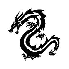 a black and white dragon tattoo design on a white background with the letter s in it's center