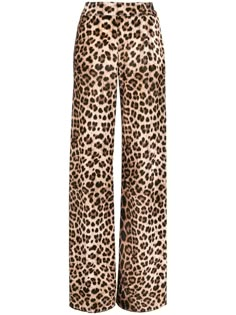 cream/brown all-over leopard print gold-tone logo plaque high-waisted flared Leopard Print Trousers, Leopard Print Clothes, Leopard Clothes, Light Fall Jacket, Leopard Trousers, Leather Dress Outfit, Leopard Outfits, Sweater Outfits Fall, Leather Pants Outfit