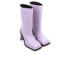 Detail(s): Square Toe 3.75'' Heel Pull On Boots 12'' Mid Calf Circumference Material(s): Leather Upper Leather Lining Handmade in Spain Color(s): Lilac Purple Colour, Square Toe Boots, Pull On Boots, Long Boots, Light Purple, Mid Calf, Rubber Rain Boots, Wedge Boot, Lilac