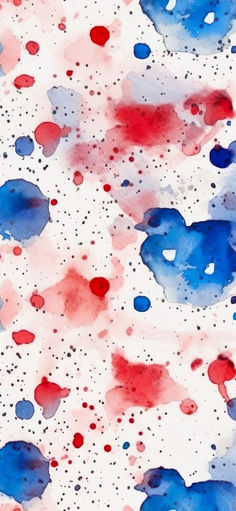 red, white and blue paint splattered on paper