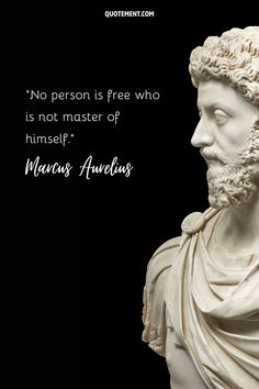 a statue with a quote on it that says no person is free who is not master of himself