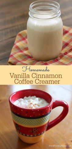 homemade vanilla cinnamon coffee creamer in a mug