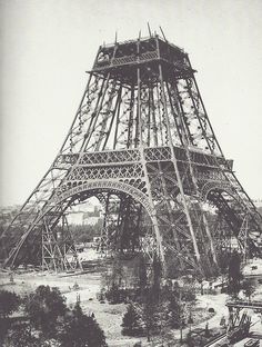 an old photo of the eiffel tower in paris