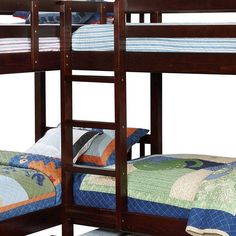 a bunk bed with two sets of beds underneath it